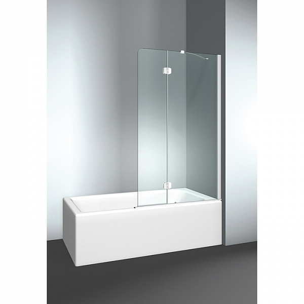 VismaraVetro Шторка на ванну PV 54х150Hсм, размер 90-92(50+40)см, DX (правая), стекло Transparent 04, Bright Silver 21, петли С67 внутр. открытие, TPA